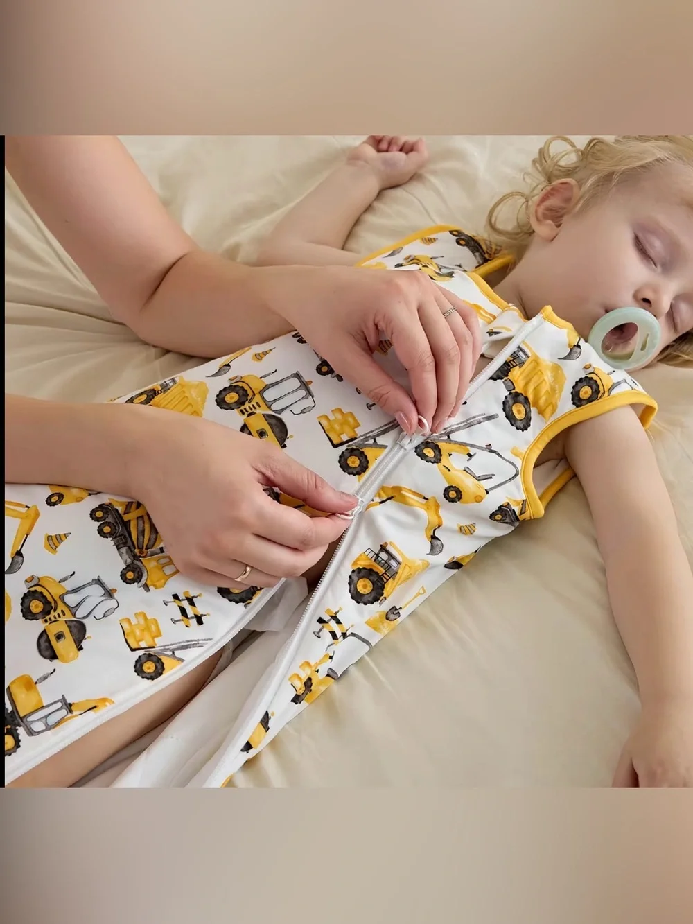 Baby Boy Bamboo Construction Sleep Sack 1.0 TOG Size M 6-18M NWT